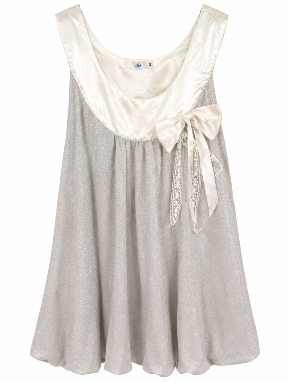 Silver Satin Trim Bow Balloon bottom top